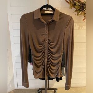 MESHKI Frances Collared Long Sleeve Shirt
